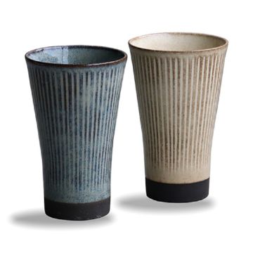 MODERN JAPANESE STYLE EARTH CARVING PAIR OF CUPS