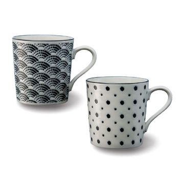 MODERN JAPANESE-STYLE KOMON MUG PAIR