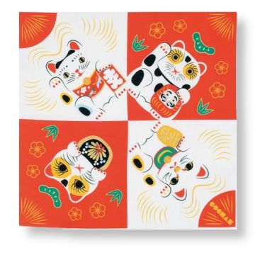MUSUBI JAPANESE FUROSHIKI LUCKY CAT MANEKI NEKO KABUKI 48CM