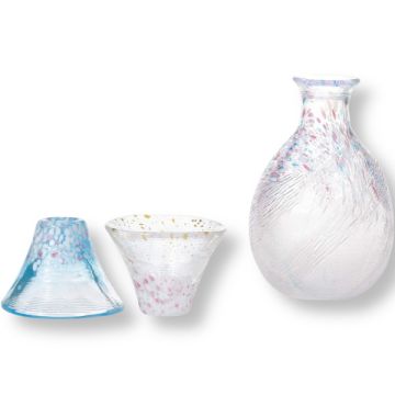 SAKURAFUJI SAKE GLASSES AND SAKE BOTTLE SET WITH BOX