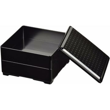 YAMANAKA LACQUERWARE BLACK TWO-TIER OJU BOX