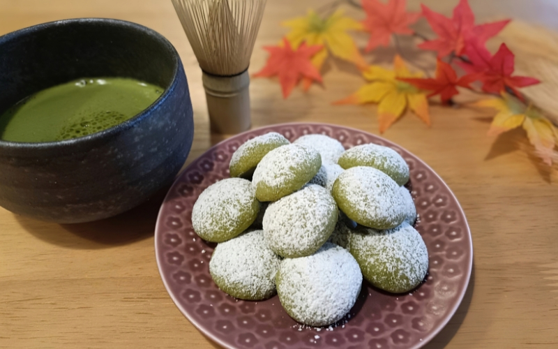 Petits sablés ronds au matcha